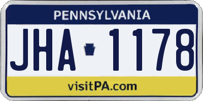 PA license plate JHA1178