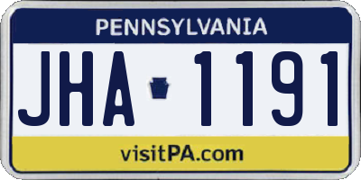 PA license plate JHA1191