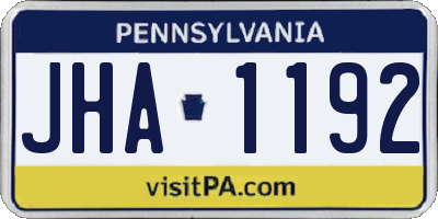 PA license plate JHA1192