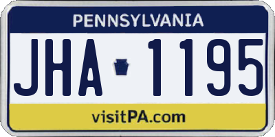 PA license plate JHA1195