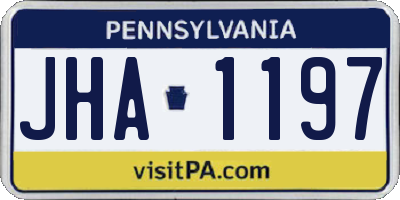 PA license plate JHA1197
