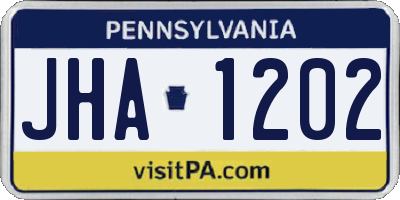 PA license plate JHA1202