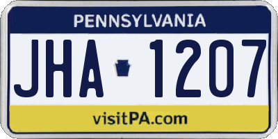 PA license plate JHA1207
