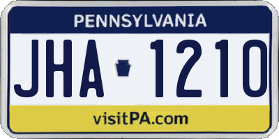 PA license plate JHA1210