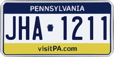PA license plate JHA1211