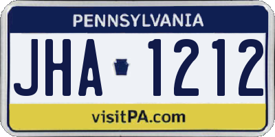 PA license plate JHA1212