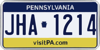 PA license plate JHA1214