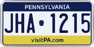 PA license plate JHA1215
