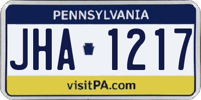 PA license plate JHA1217