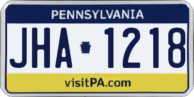 PA license plate JHA1218