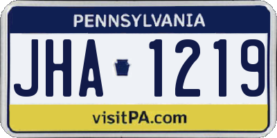 PA license plate JHA1219