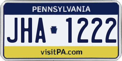 PA license plate JHA1222
