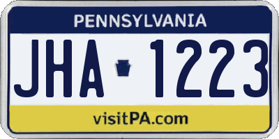 PA license plate JHA1223