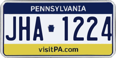 PA license plate JHA1224