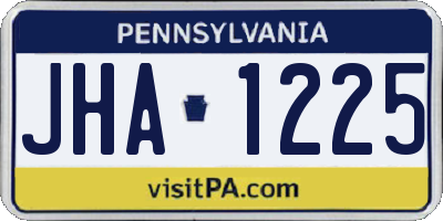 PA license plate JHA1225