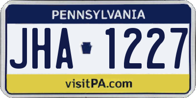 PA license plate JHA1227
