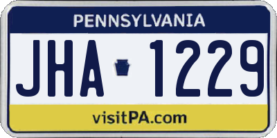 PA license plate JHA1229