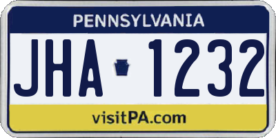 PA license plate JHA1232