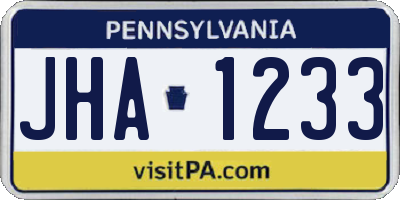 PA license plate JHA1233