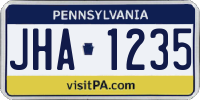 PA license plate JHA1235