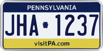 PA license plate JHA1237