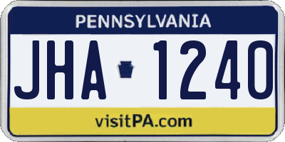 PA license plate JHA1240