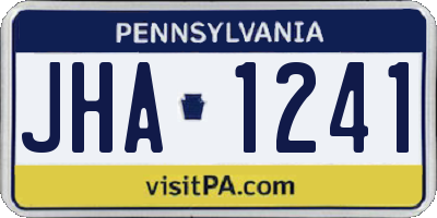 PA license plate JHA1241