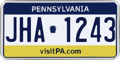 PA license plate JHA1243