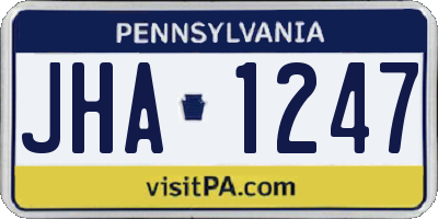PA license plate JHA1247