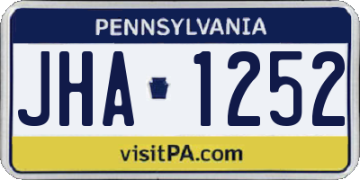 PA license plate JHA1252
