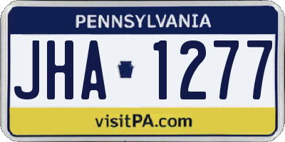 PA license plate JHA1277