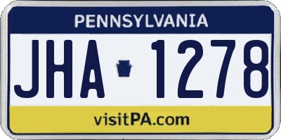 PA license plate JHA1278