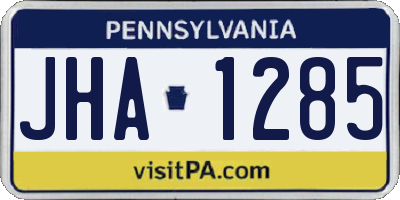 PA license plate JHA1285