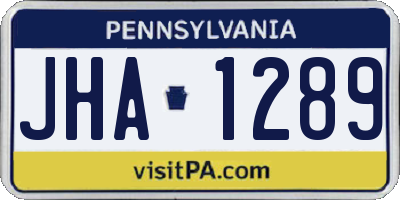 PA license plate JHA1289
