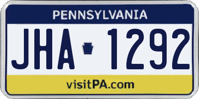 PA license plate JHA1292