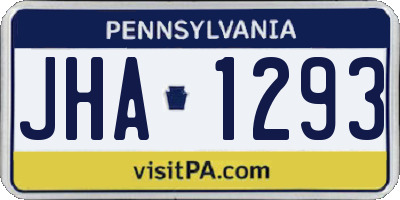 PA license plate JHA1293
