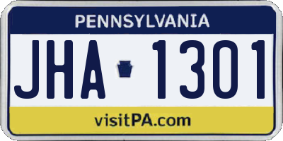 PA license plate JHA1301