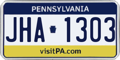 PA license plate JHA1303