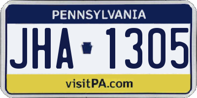 PA license plate JHA1305