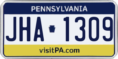 PA license plate JHA1309