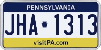 PA license plate JHA1313