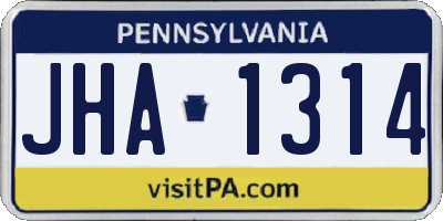 PA license plate JHA1314