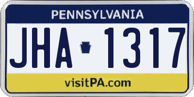 PA license plate JHA1317