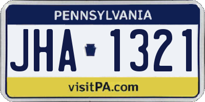 PA license plate JHA1321