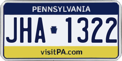 PA license plate JHA1322