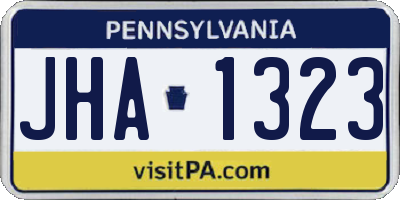 PA license plate JHA1323