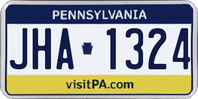 PA license plate JHA1324