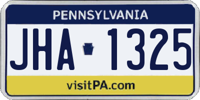 PA license plate JHA1325