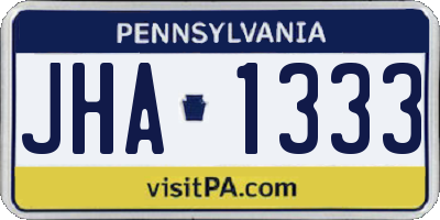 PA license plate JHA1333
