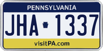 PA license plate JHA1337